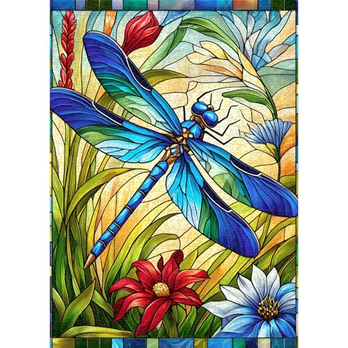 Stained Glass Dragonfly 1000 Piece Puzzles, Jigsaw Puzzle 1000 Pieces for Adults, Coolest Adult Puzzles for Happy Family Time, Great Gift for Jigsaw Puzzle Lovers, 27.5’’x18.7’’ - Image 3