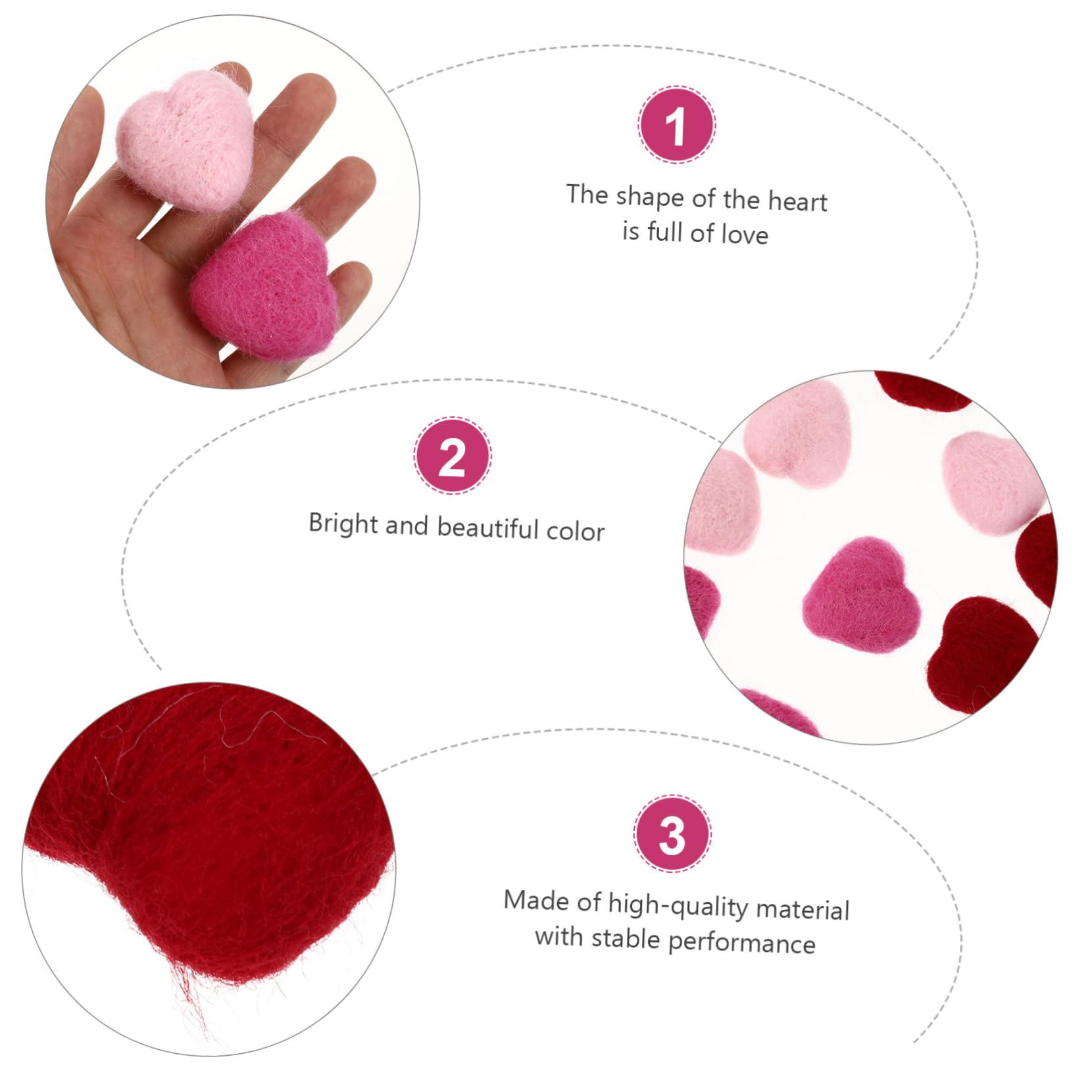 45stücke Teiliges Herz Filz Bastelmaterial Für Haarschmuck Und Broschen Für Valentinstag Weihnachten Und Kreative Dekorationen