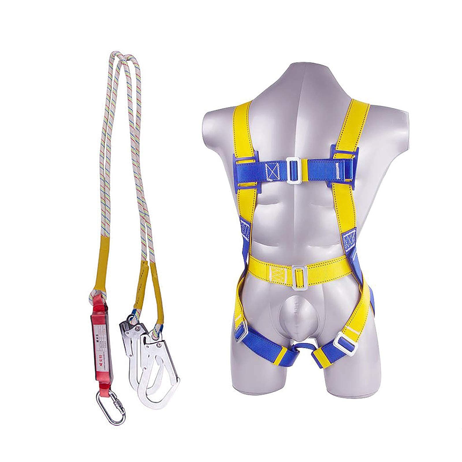 SwaYve Kit de Arnés de Seguridad para Protección Contra Caídas, Arnés de Escalada, Arnés de Seguridad para Todo el Cuerpo, Arnés de Detención de Caídas con Gancho, Kits Ajustables de Protección Person