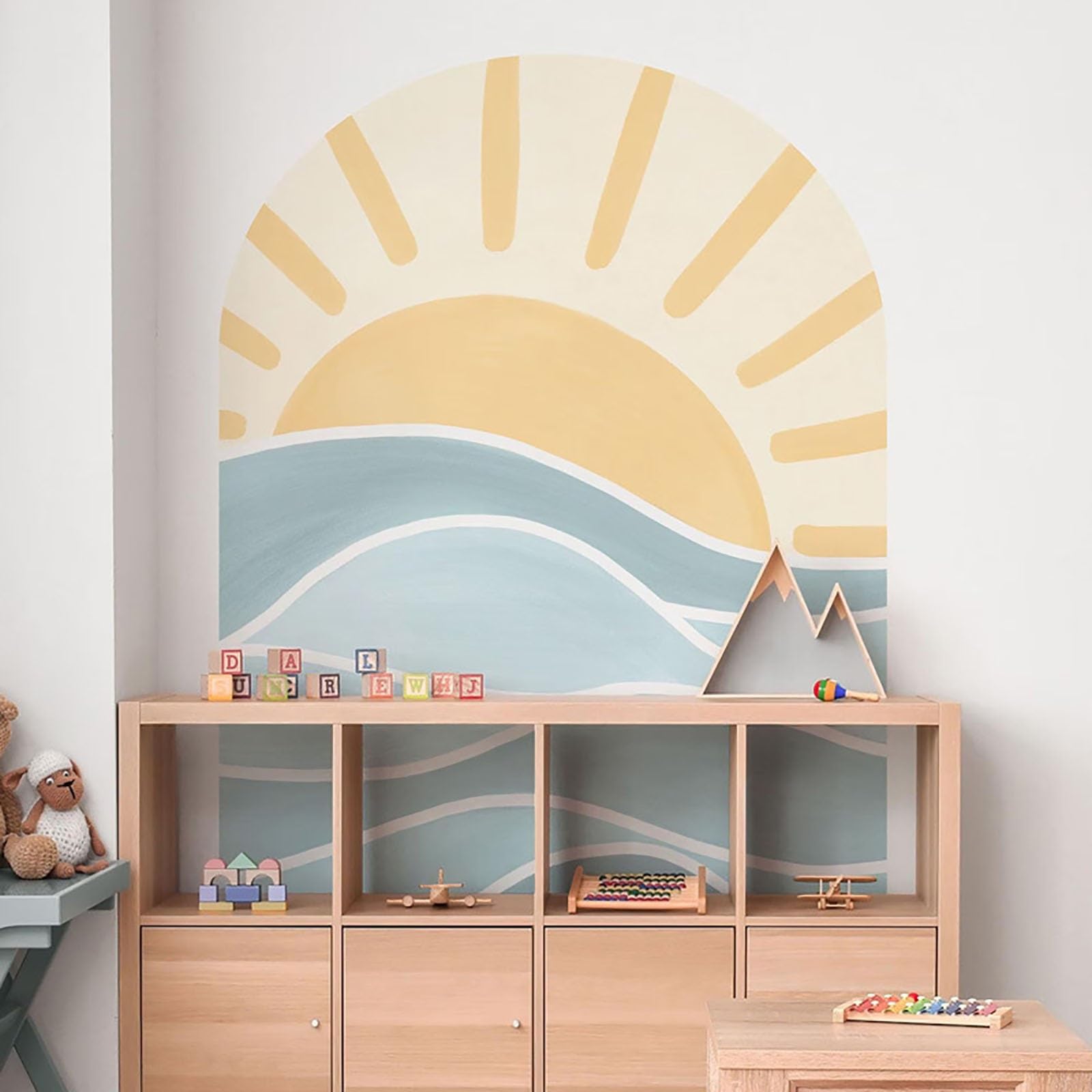 Mybsxkeoz One Color Large Boho Half Sun Wall Decals Peel And Stick, Modern Tall Arch Wall Stickers Removable, Sunshine Wall Arch Art Decor Wall Diy Art Murals For Bedroom Living Room