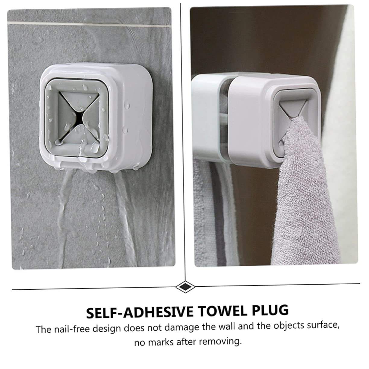 4 szt. Wieszak na ręczniki bez paznokci Plastikowe haczyki do zawieszenia ściennego Wieszak na ręczniki Plastikowe wieszaki na ubrania Samoprzylepna zatyczka do ręczników Samoprzyl