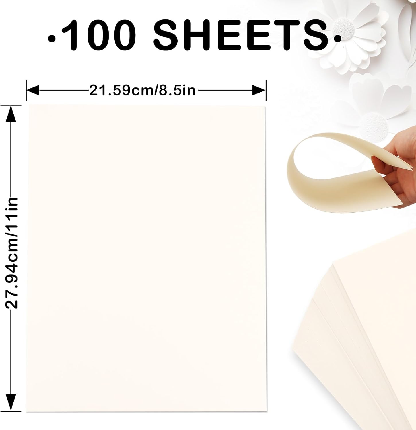 100 Sheets Cream Cardstock 8.5 x 11 Off White Card Stock,Ivory Cardstock Paper 66lb/180gsm Thick Card Stock Printer Paper for Invitations, Certificates DIY Crafts Cards Making