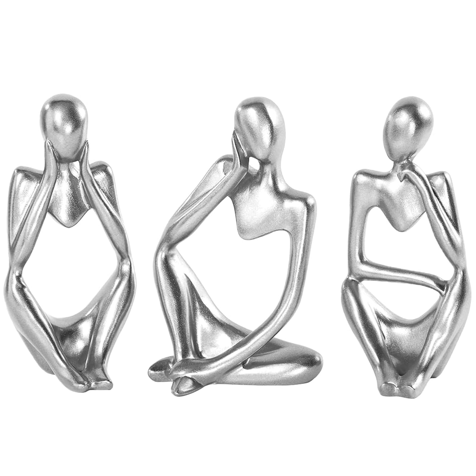 Irayin Estatua de Pensador Abstracta, Figuras Decorativas Modernas Salon, Decoración de Figura Dorada, estatuas Decorativas para Salón, Escritorio, Oficina - Plata