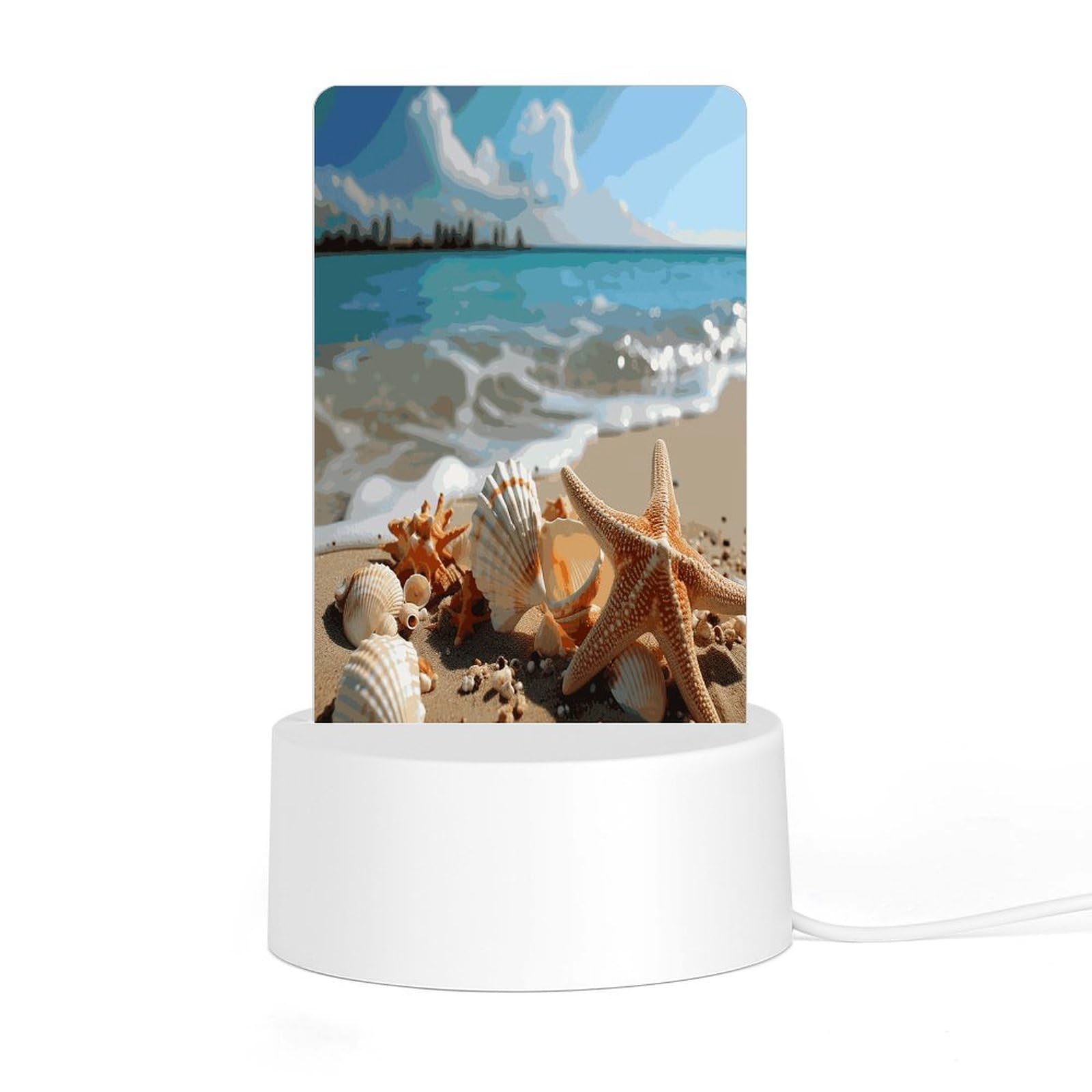 Adfgyerh Style Seashells Starfish On Beach Night Light Acrylic Material Easy Installation, Home Decor Usb Interface Power Supply, Lamp For Restaurant Bar Cafe Room Decor