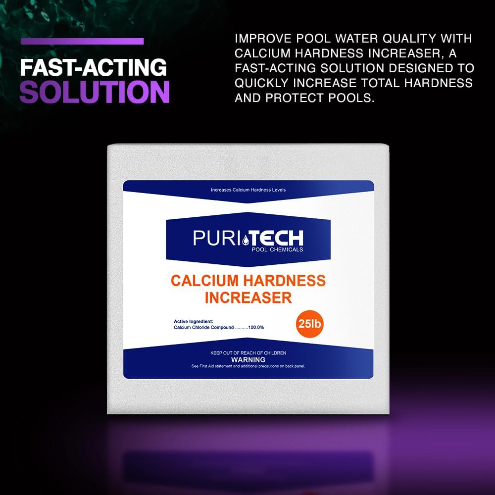 Puri Tech Chemicals Calcium Hardness Increaser 25lbs - Pool Chemicals - Calcium Increaser for Swimming Pools and Spas