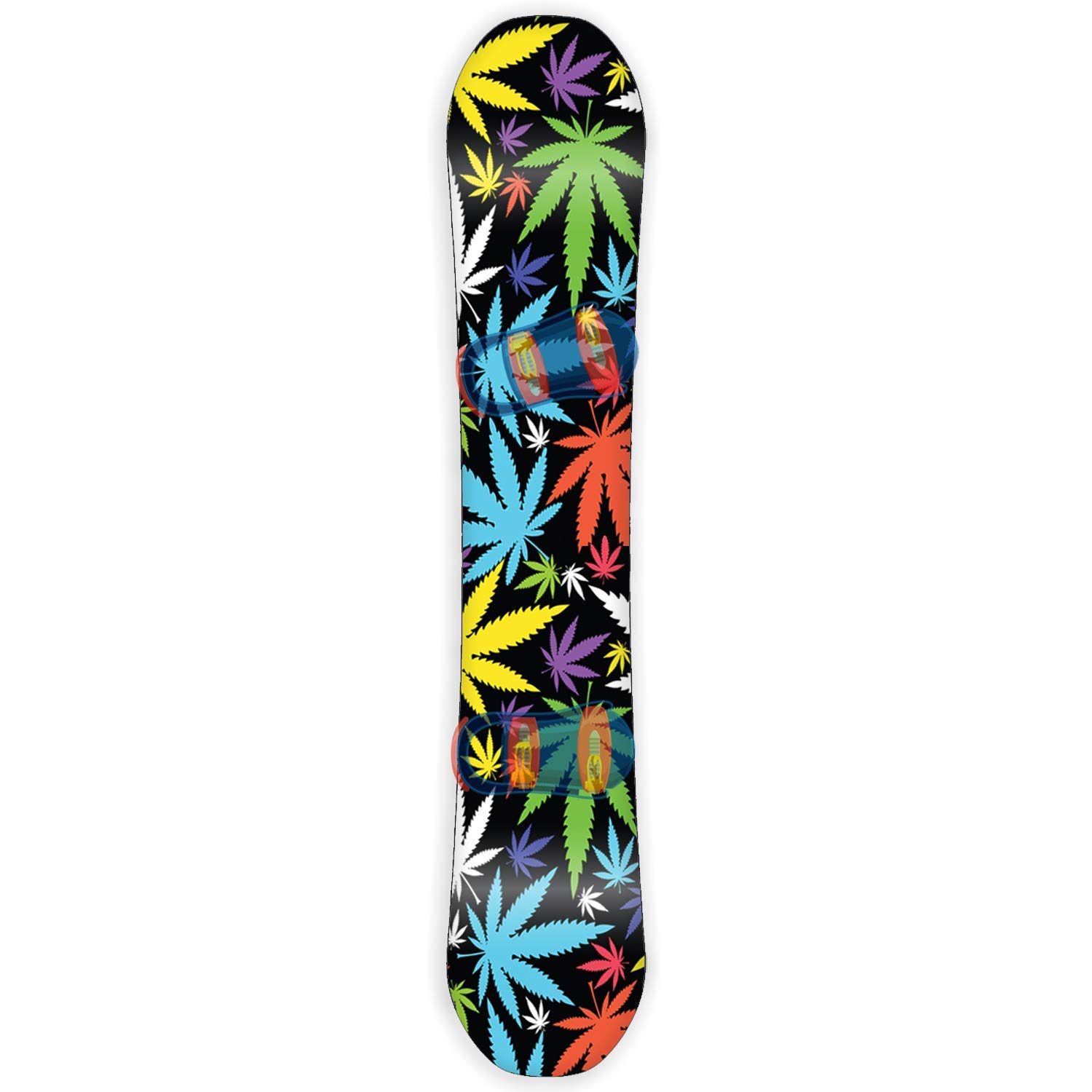 Snowboard Wrap Graphic Sticker Skin Cover - Includes Breakaway Knife - Universal Fit up to 65 inches and 14 inches Wide - Colorful Weed Leaf Pot Collage