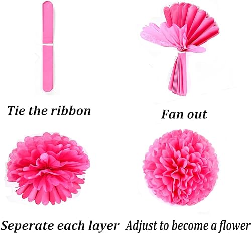 Miniatura 4 de Pompones de papel decorativos de varios tamaños, 12 unidades, bolas de flores de papel negro para colgar en la pared, decoraciones para fiestas,