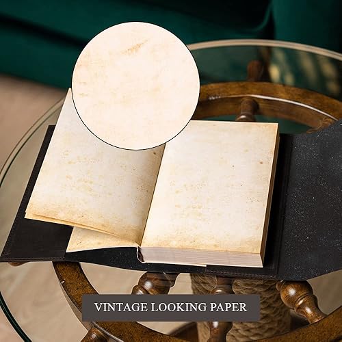 Miniatura 4 de Diario italiano de cuero reciclado para mujeres y hombres  Cuaderno vintage recargable de cuero hecho a mano con 320 páginas A5 en blanco, diario de