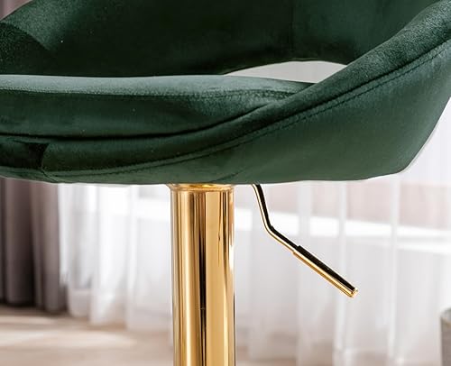 Miniatura 6 de Juego de 2 taburetes de bar giratorios de terciopelo, modernos taburetes de bar ajustables de altura de mostrador, sillas de isla acolchadas