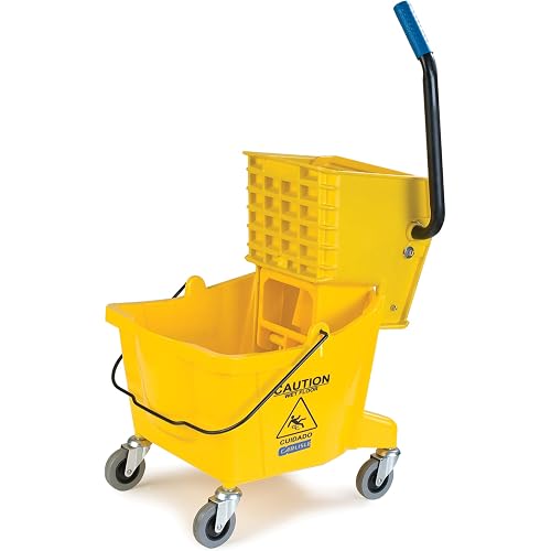 Carlisle FoodService Products 26 Qt Mop Bucket with Side Wringer, Yellow