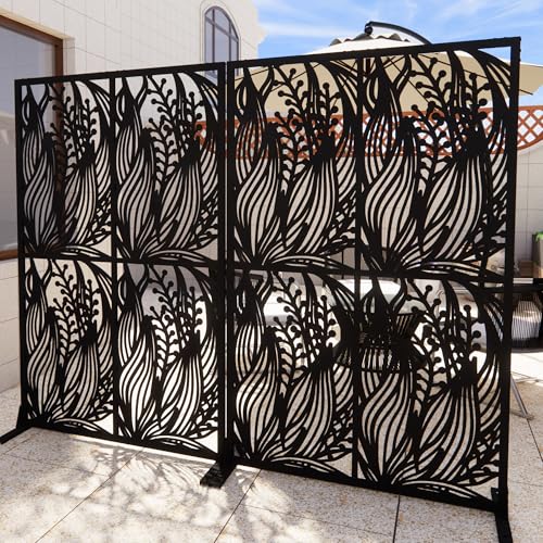 Metal Privacy Screen Outdoor W3.8Ft x H 6Ft Patio Privacy Panels Free Standing Divider Decorative...