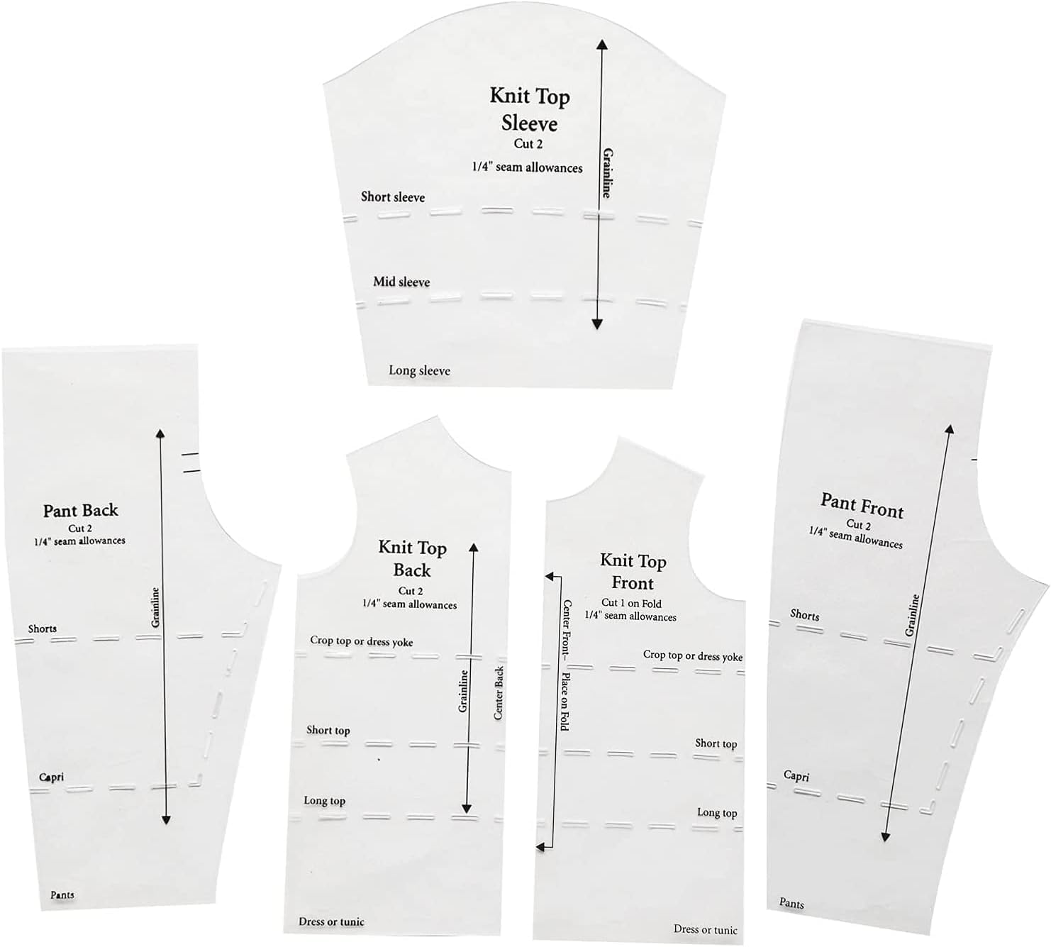5pcs/Set Quick-Trace Doll Fashions Ruler Templates for 18" Dolls Includes Sewing Instructions