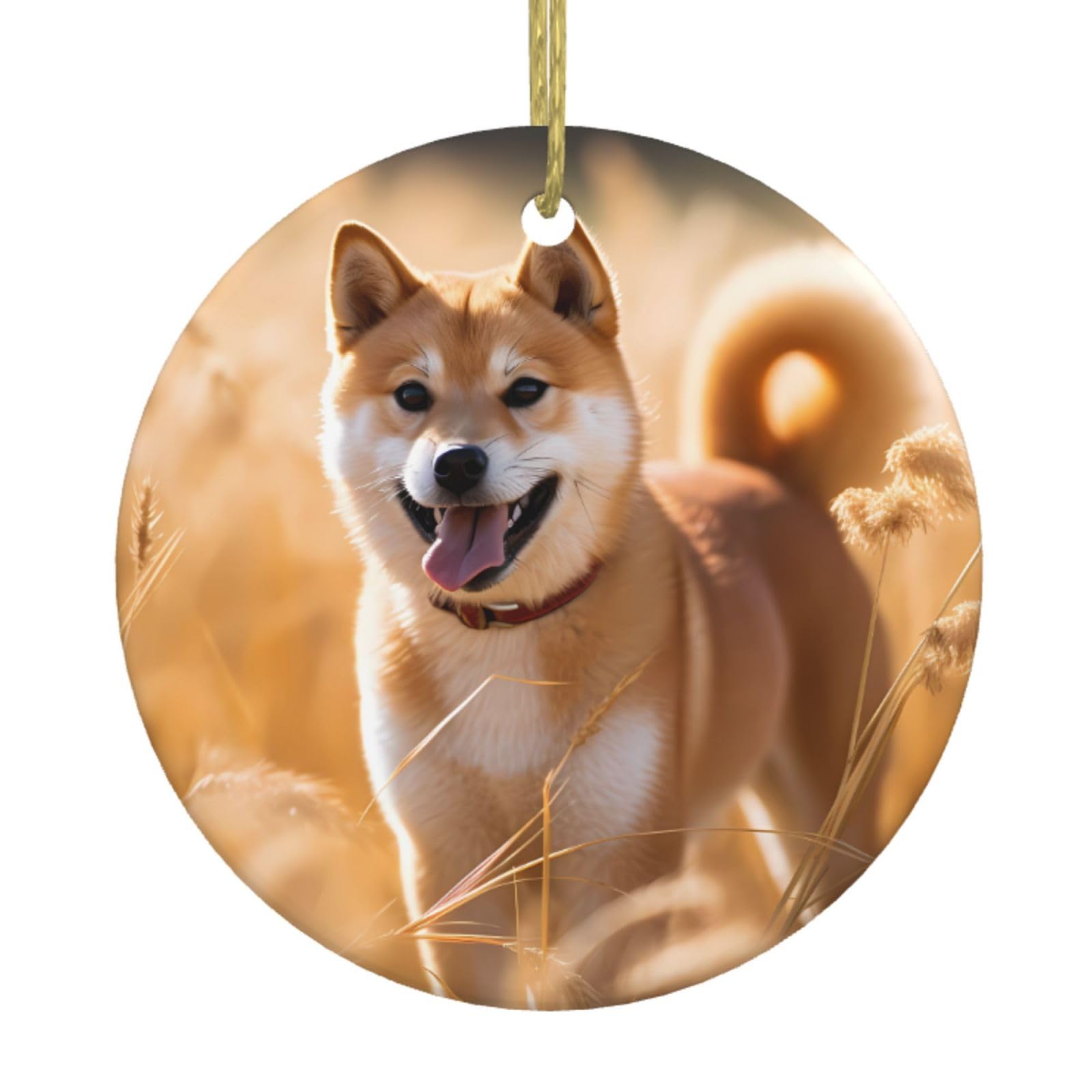 Shiba Inu Christmas Ornaments 2.9-inch Ceramic Hanging Ornaments Suitable for Decorating windowsills fireplaces and bedrooms