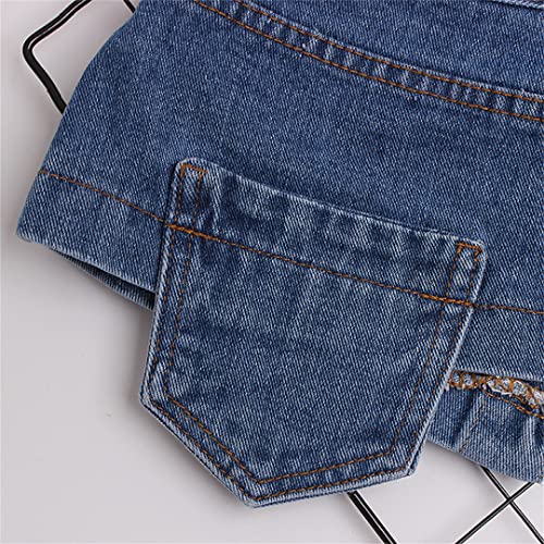 Women's Denim Wide Waist Belts Ladies Vintage Corset Cinch Waistband With Buttons For Dresses Blue L #TOP6