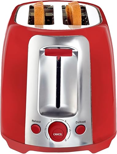 Miniatura 4 de Aiwa Tostadora, ranura ancha de 2 rebanadas, función de recalentamiento y descongelación, 6 ajustes de tostado, bandeja desplegable para migas,