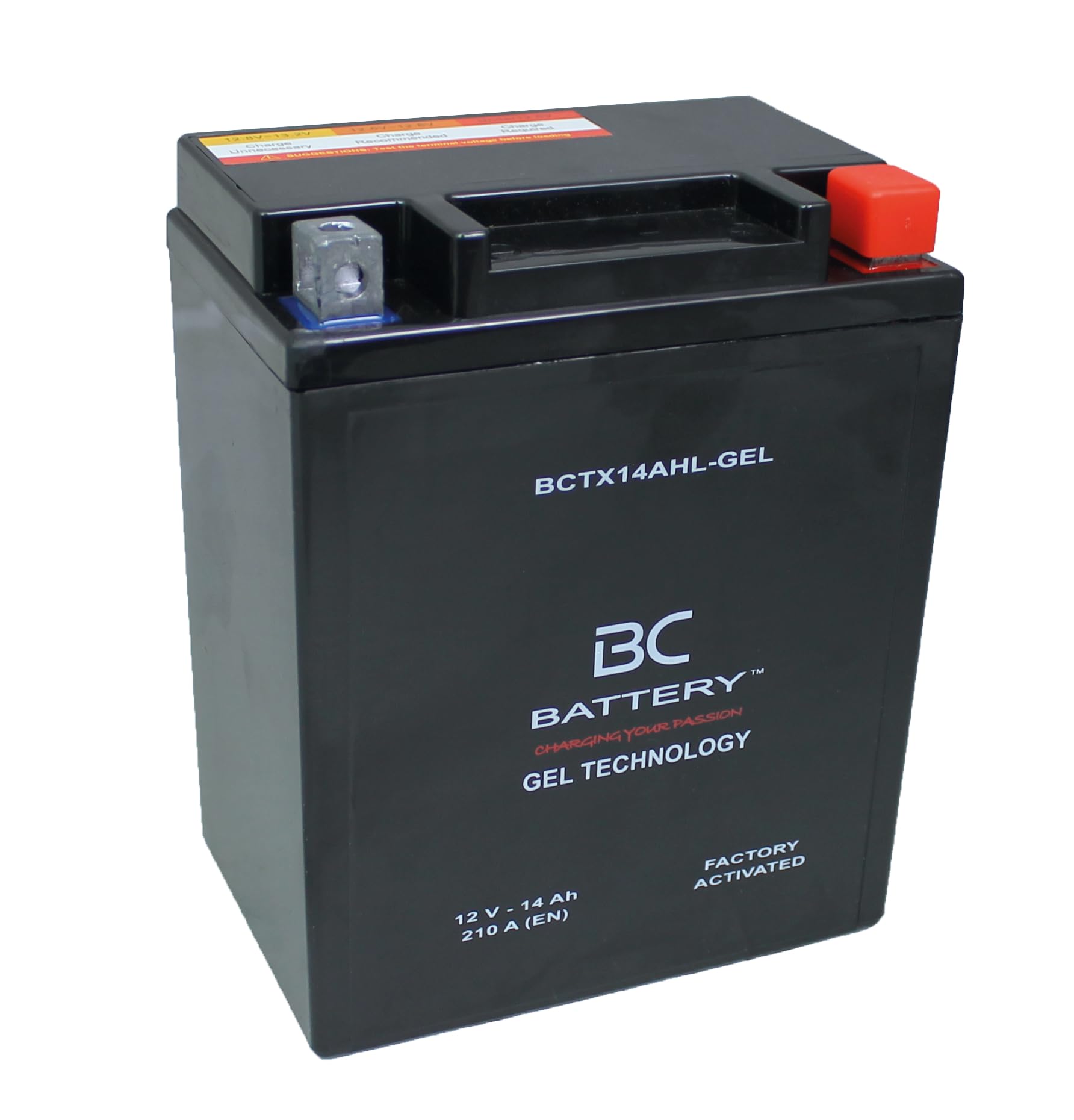 BC BATTERY Starter Battery for Motorcycles with GEL 12V 14Ah BCTX14AHL-GEL Moto&amp;Scooter, Maintenance-Free, Sealed Precharged, Similar to YTX14AHL-BS/YB14L-A2-FA