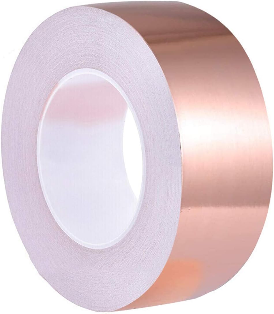 Copper Foil Tape (1 inch X 33 FT) with Double-Sided Conductive Adhesive for Guitar & EMI Shielding,Stained Glass Making,Electrical Repairs,Paper Circuits,Soldering,Grounding,DIY Copper Tape