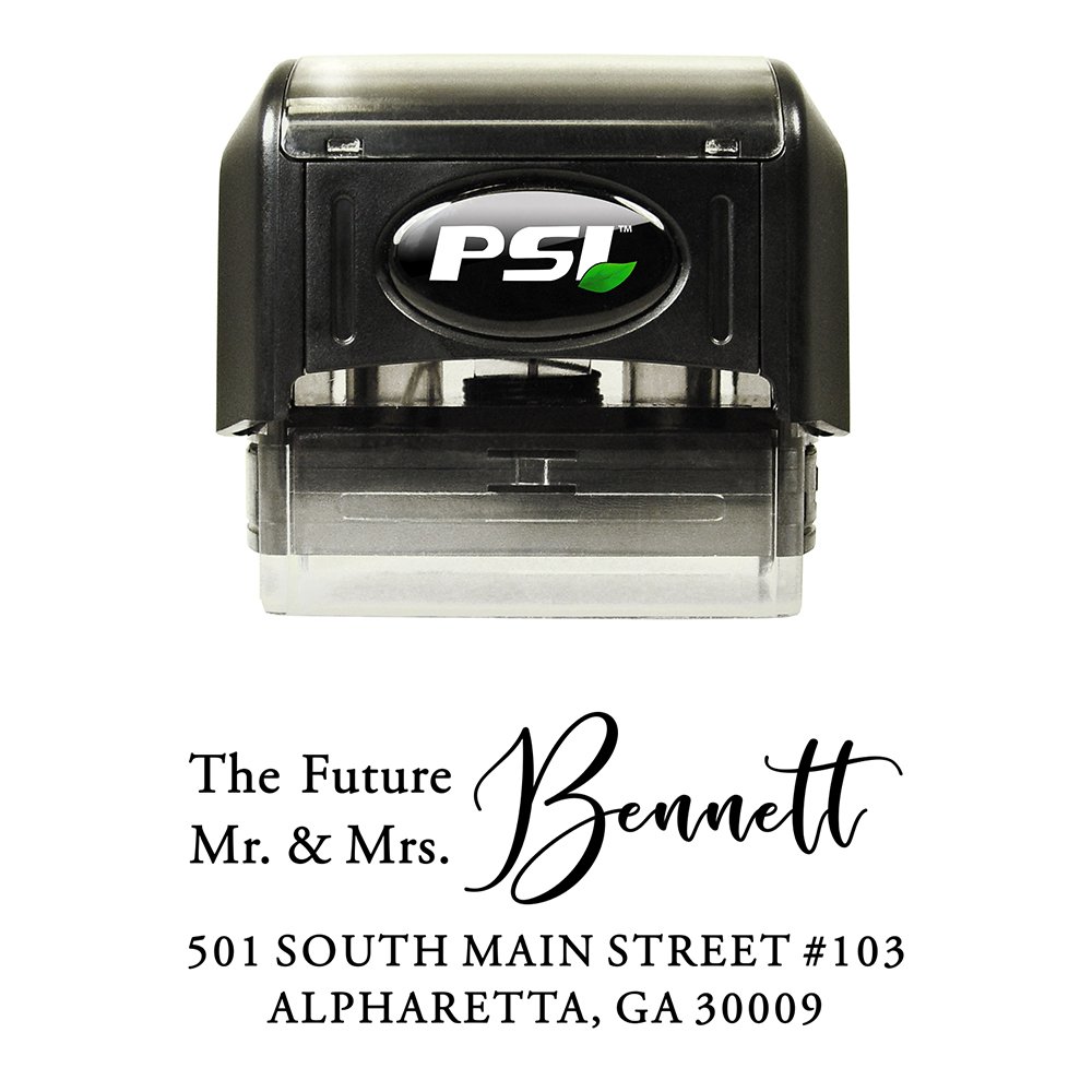 PrettySweetParty Future Mr. and Mrs. Custom Self Ink Wedding Return Address Stamp - Black Ink