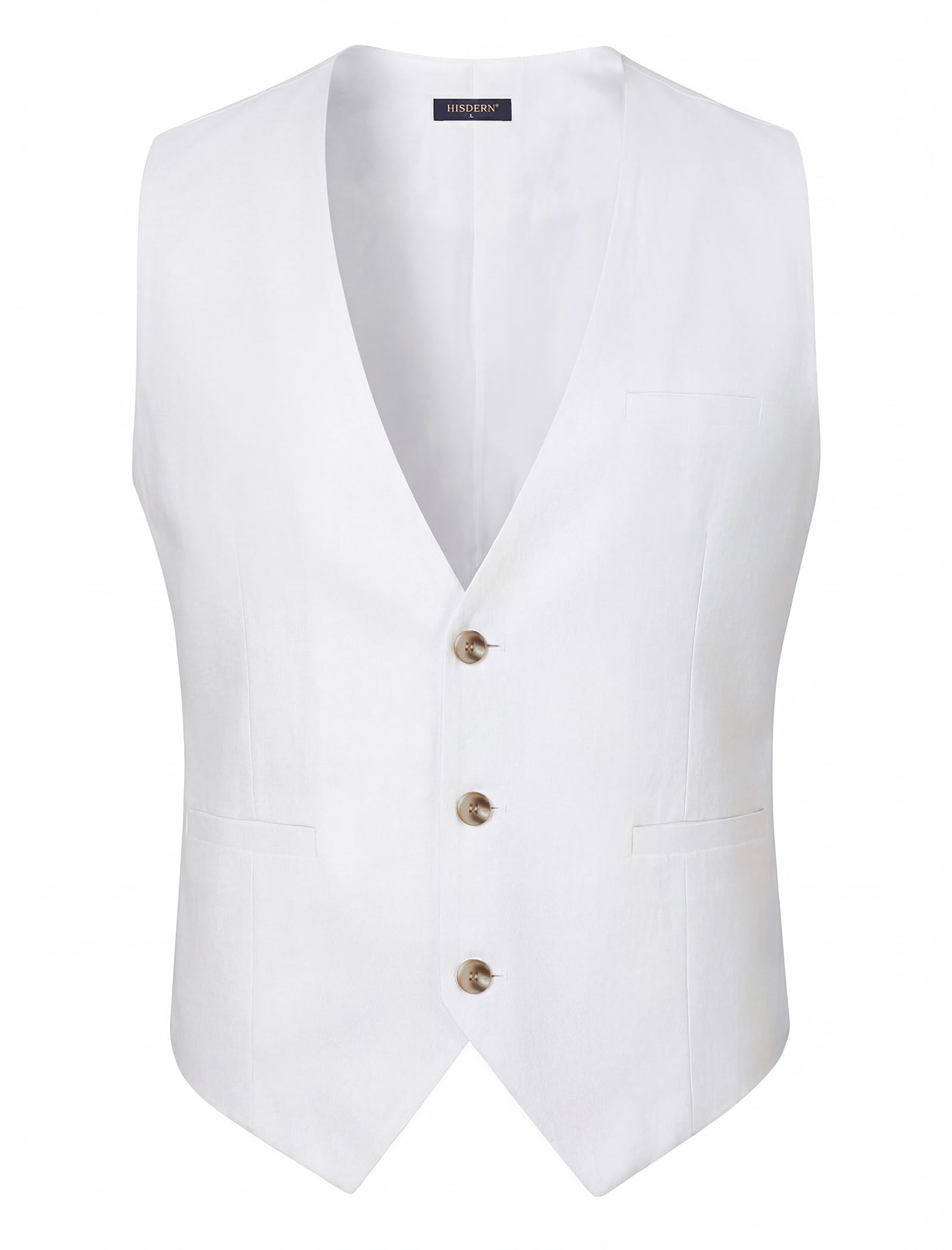 HISDERN Gilet d'été pour homme coton et lin avec poches léger et respirant