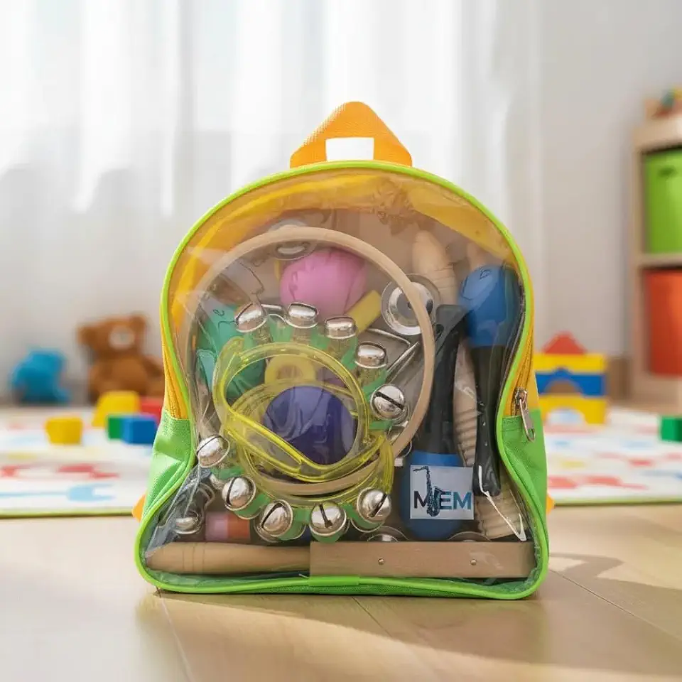 Kit Bandinha 10 Instrumentos Percussão Infantil Mochila