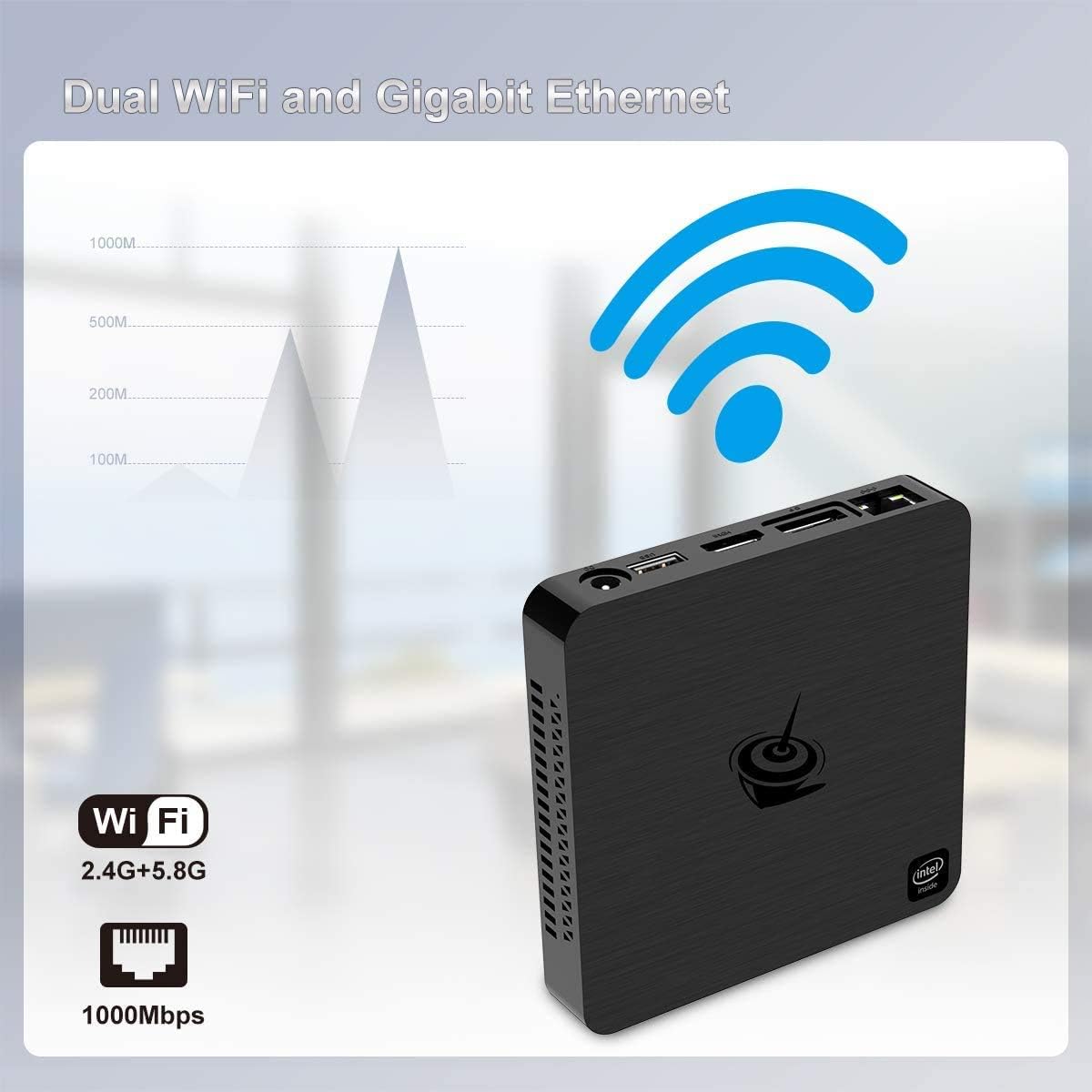 Beelink T4 Mini PC Quad Core Intel Atom x5-Z8500 Mini Desktop Computer DDR4 4GB RAM 64GB, 2.4G/5G WiFi, Gigabit Ethernet, USB 3.0, BT4.0, 4K HDIM&DP Dual Display Support Auto Power On