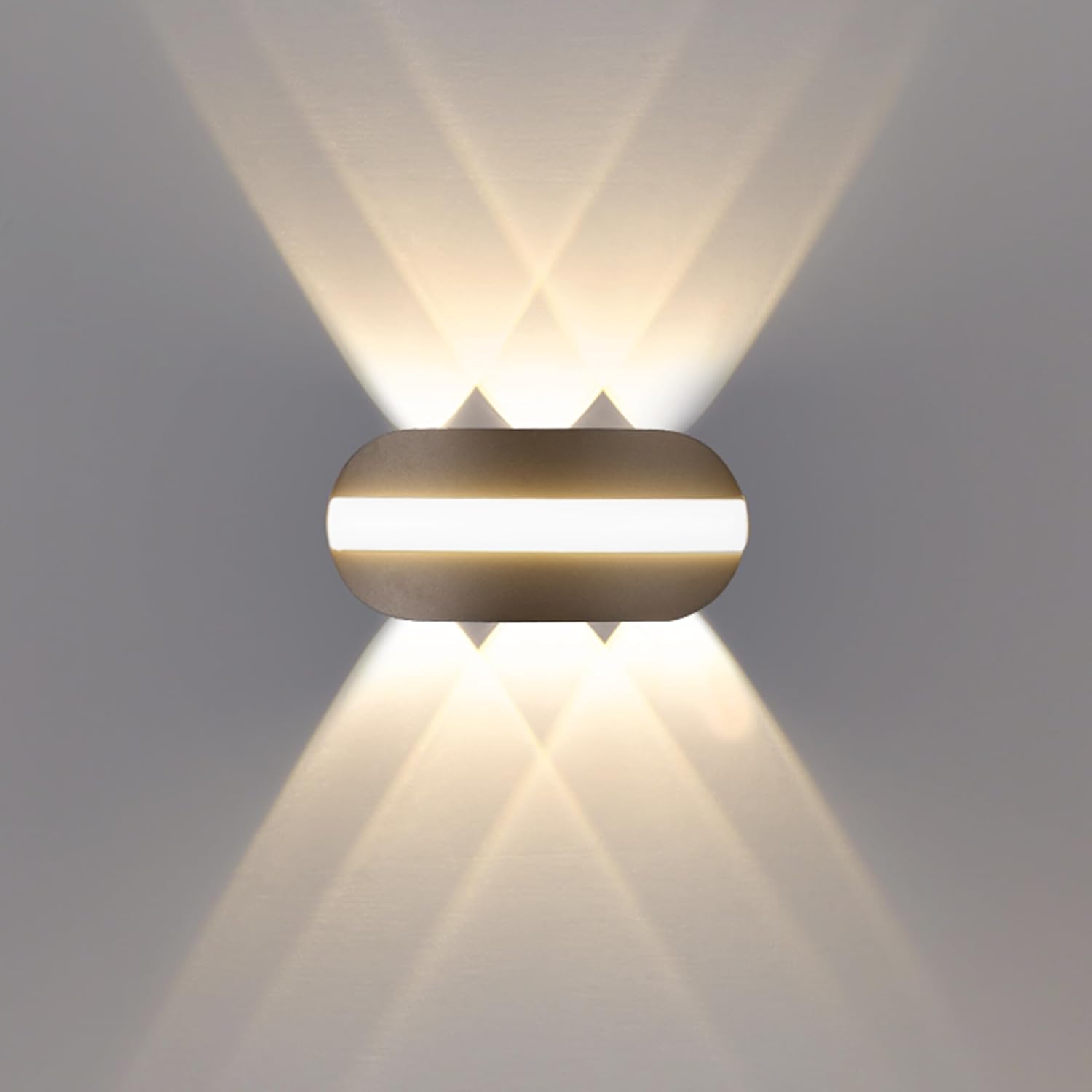 Modern Black LED Wall Sconce, Waterproof Outdoor Light, Geometric Shadow Design, 3000K Warm White, Die-Cast Aluminum for Garden, Porch, Hallway, Patio