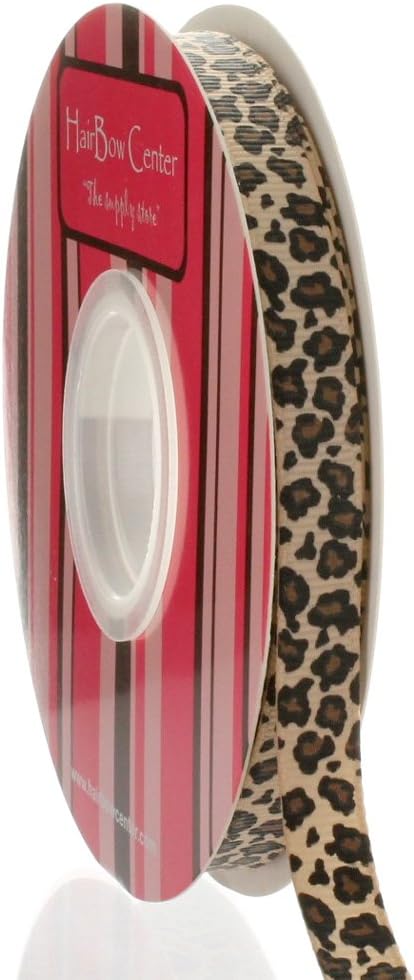 3/8" Tan Leopard Grosgrain Ribbon 100 Yard