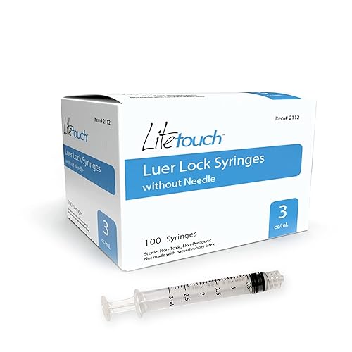 Jeringa Luer Lock de 0.1 fl oz, estéril, sellada individualmente, 100 jeringas por caja (sin aguja)