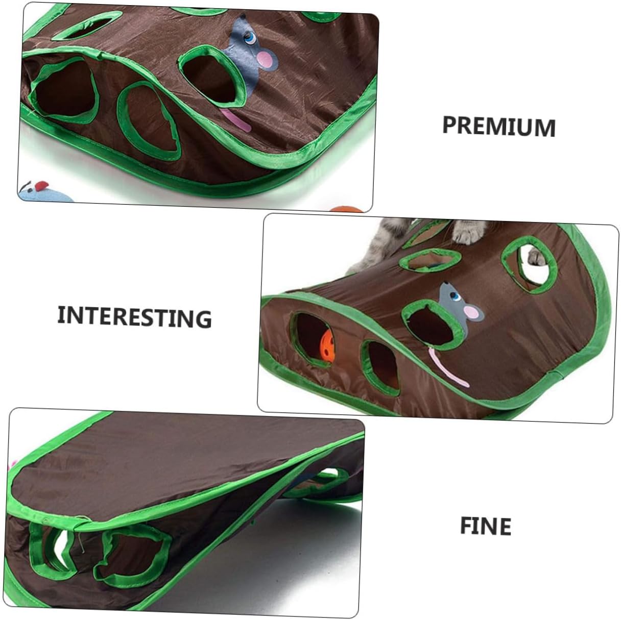 Cat Tunnel with Nine Holes and Interactive Mouse Bell Ball Creative Pet Tunnel Plaything for Indoor Cats Sturdy Pet Supplies and Entertainment