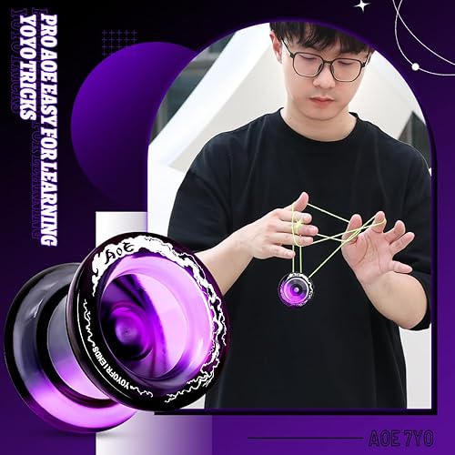 Miniatura 2 de 7YO AOE Yoyo Yoyo profesional sensible para niños, yoyo para principiantes con agujeros profundos para los dedos, yoyo de plástico con rodamiento