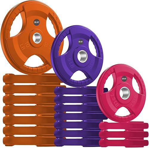 Miniatura 18 de SPART Placas de Peso Olímpico de 2 Pulgadas con Recubrimiento de Goma de Color en Pares o Individual para Entrenamiento de Fuerza, Levantamiento de