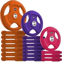 SPART 2-Inch Color Rubber Coated Olympic Grip Plate in Pairs or Single for Strength Training, Weightlifting and Bodybuilding, Solid Cast Iron Weight Plates for Barbell, 2.5LB/5LB/10LB/25LB/35LB/45LB,