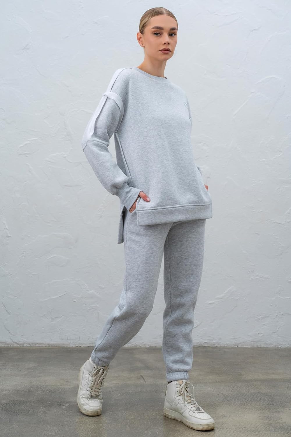 Women’s Oversized Gray Joggers Loose Fit Sweatpants with Pockets, Elastic Waist & Cuffed Ankles SS25 Ukrainian Brand - Image 6