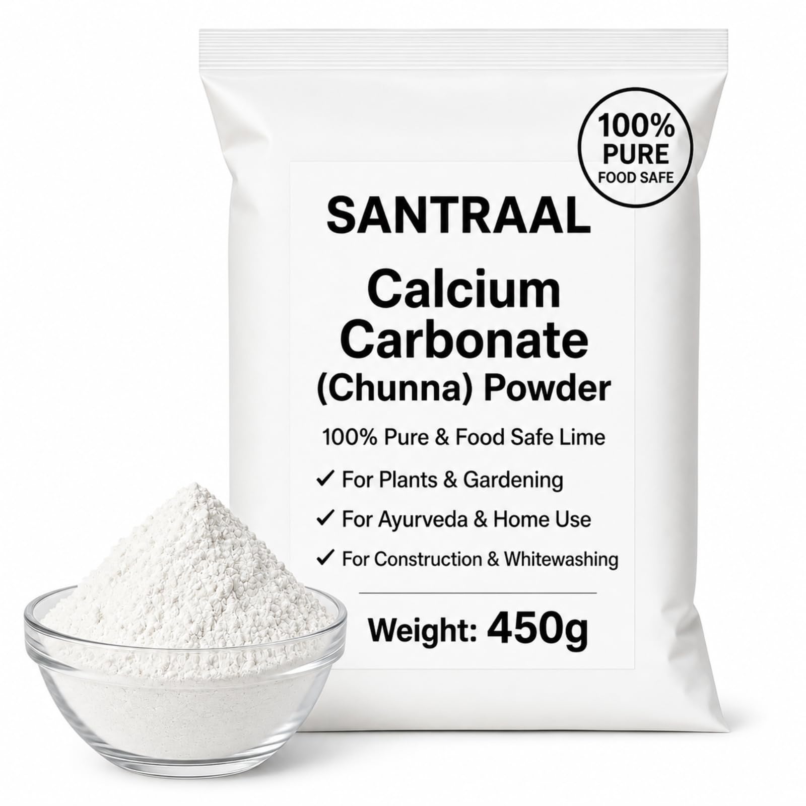 Calcium Carbonate (Chunna) Powder 450gm x 2 Pack | Natural Soil Activator & Lime Powder for Plants, Gardening, Composting & Agriculture | 100% Pure & Eco-Friendly (Total 900gm)-image-37