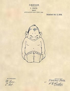 Billiken Royal Order of Jesters Patent Art - Shriners Wall Art - Patent Art Poster 8.5 x 11 - 2 Count