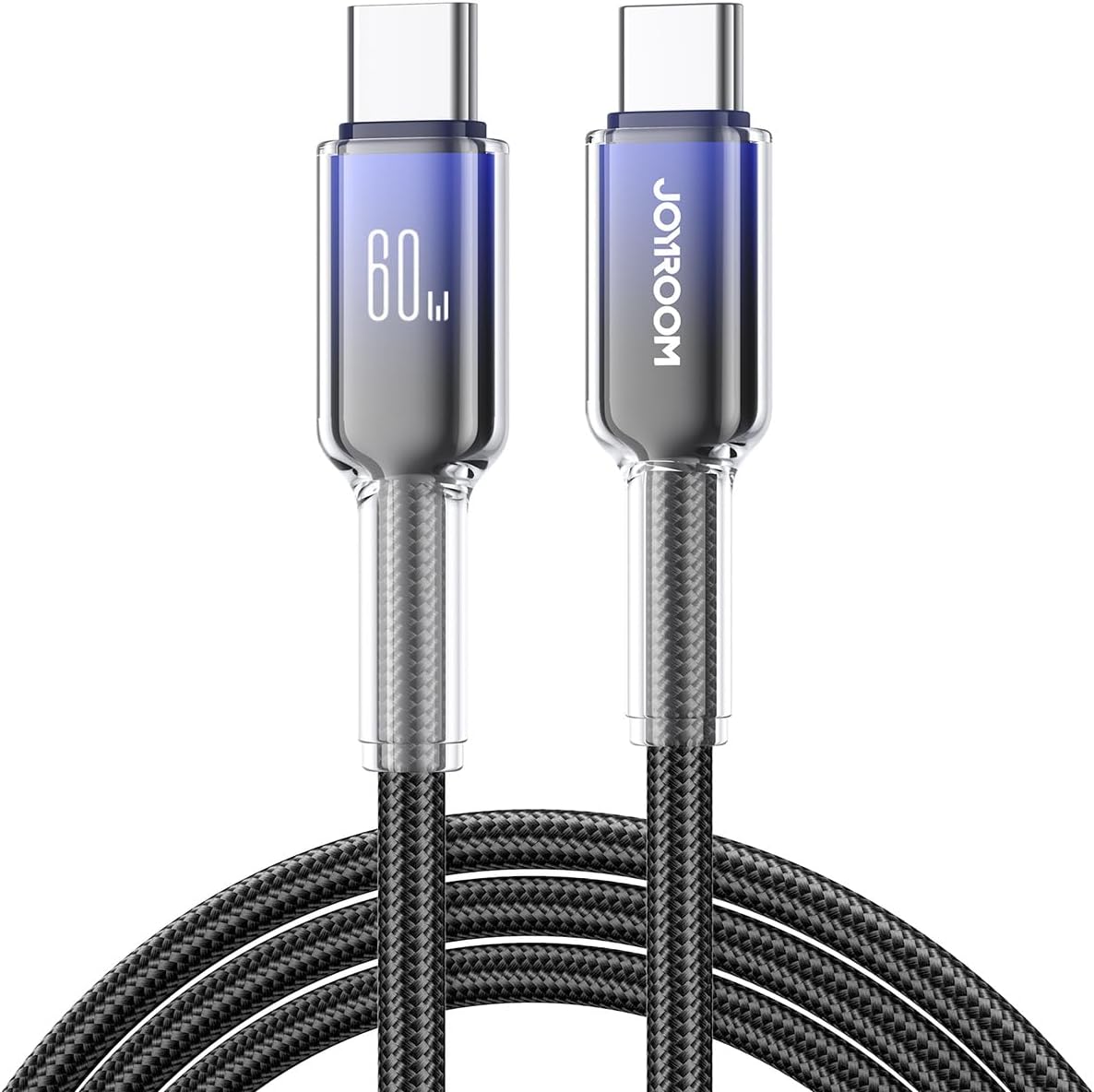 A42 Crystal-Clear Series 60W Type-C to Type-C Fast Charging Data Cable, 1.2 m Length, Black
