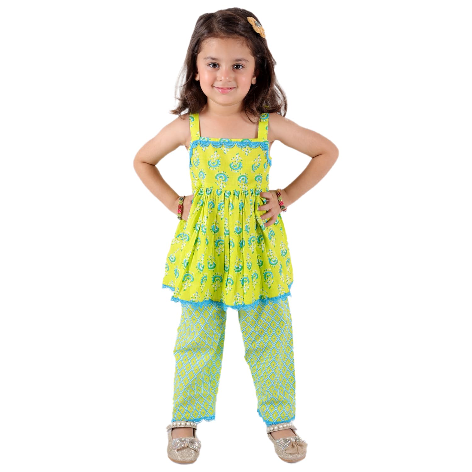 superminisGirls Cotton Floral Printed Gotta Work Kurti Duppata and Matching Afgani Ethnic Wear Set