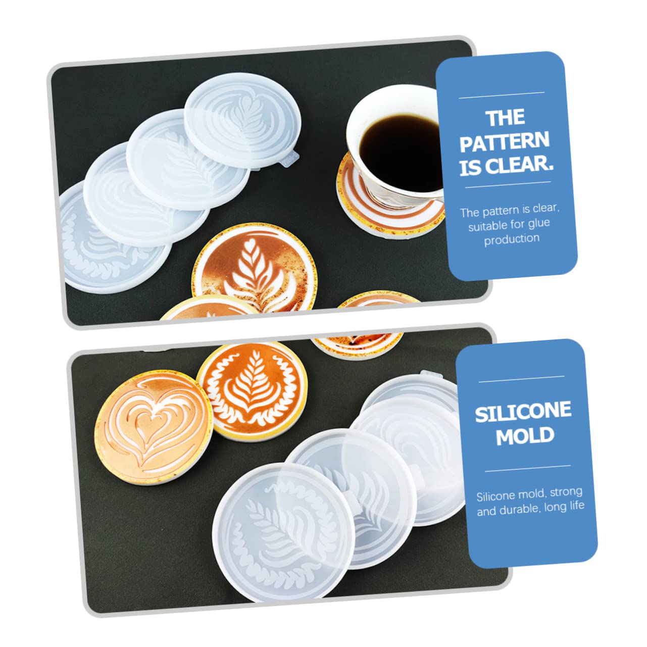 SEWACC 12stücke Teiliges Silikonformen Für Runde Diy Untersetzer Geeignet Für Epoxidharz Gießen Flexibel Und Leicht Zu Entformen Für Kreative Handarbeiten Und Kaffeetassen