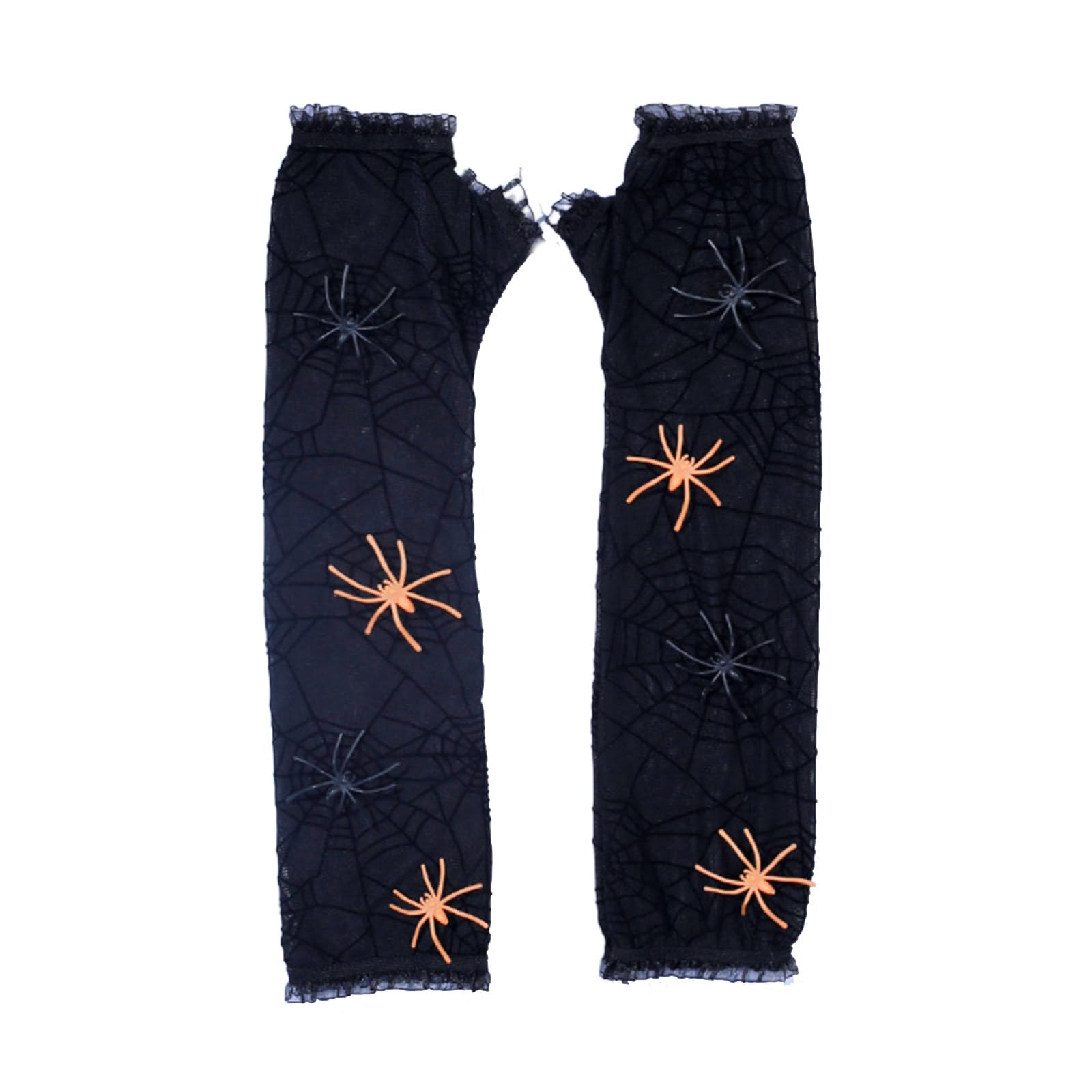 HAISENG Stylish Halloween Arm Warmers 1Pair Spiders Web Knitted Fingerless Gloves For Women And Men Hand Decorative Ornament