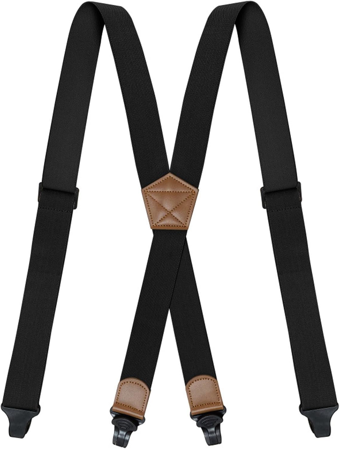 Heavy Duty Suspenders for Men, 1.4" Wide X-Back Mens Work Suspender with Plastic Clips for Jeans and Dress Pants Black