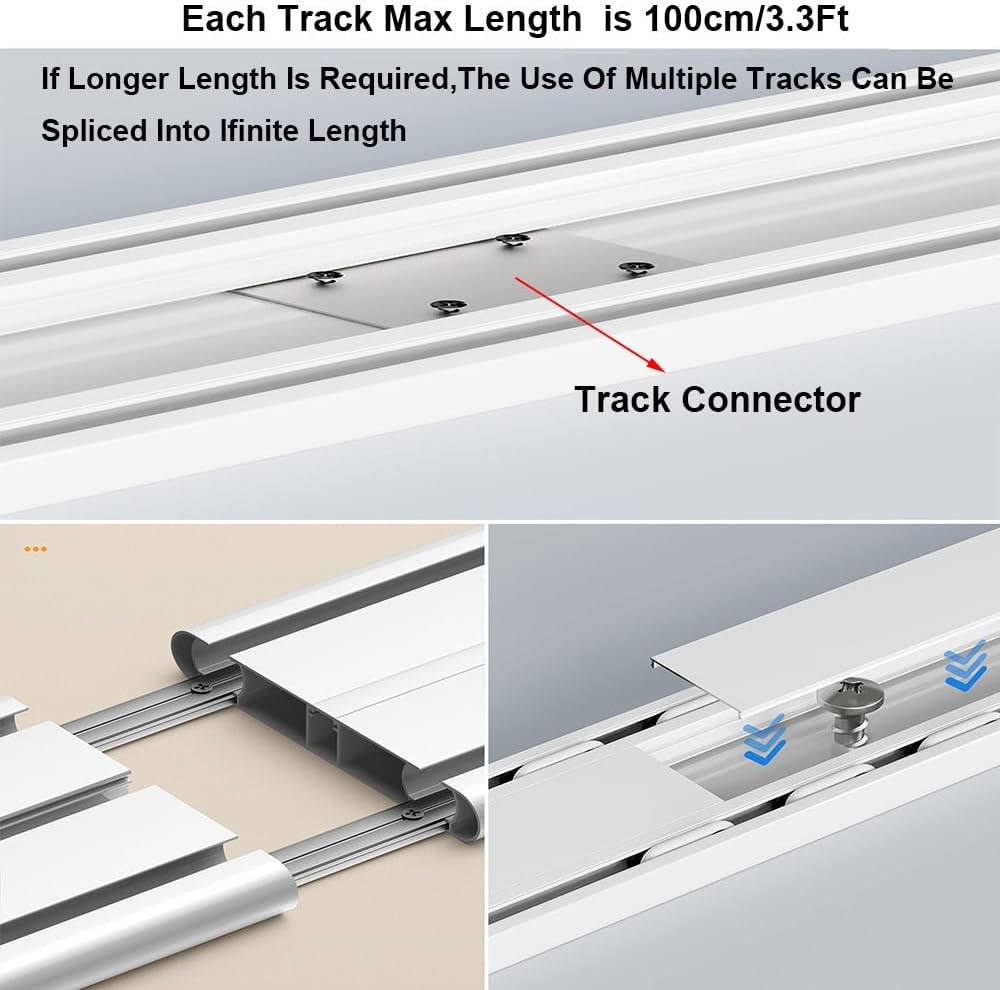 Aluminum Double Curtain Track System - Ceiling Mount Sliding Rails for Living Room & Bedroom, 3.3Ft to 16.4Ft, Black Room Divider Solution, Adjustable Curtain Rods, Durable & Stylish