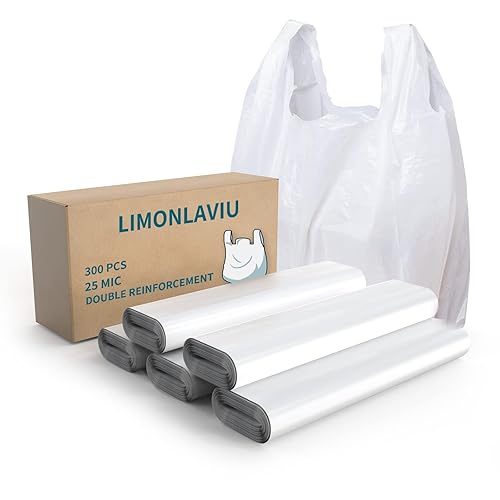 LimonLaviu Bolsas de plástico  Paquete de 300 (grosor de 25 micrófonos) (11.5 x 6.5 pulgadas x 21 pies) con asas, bolsas para pequeñas empresas y