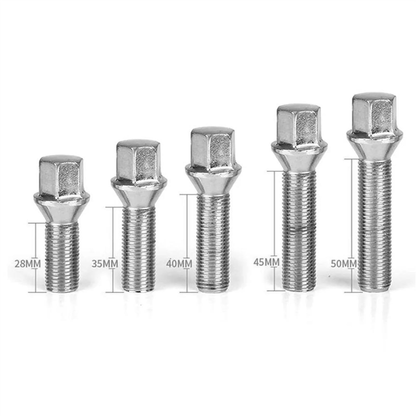 Śruby do felg aluminiowych, Śruby do kół serii X1 X3 X5 X6 X7 3 M12x1,25/1,5 M14x1, 28-50mm 10 sztuk | M14x1.25,10PCS 50mm