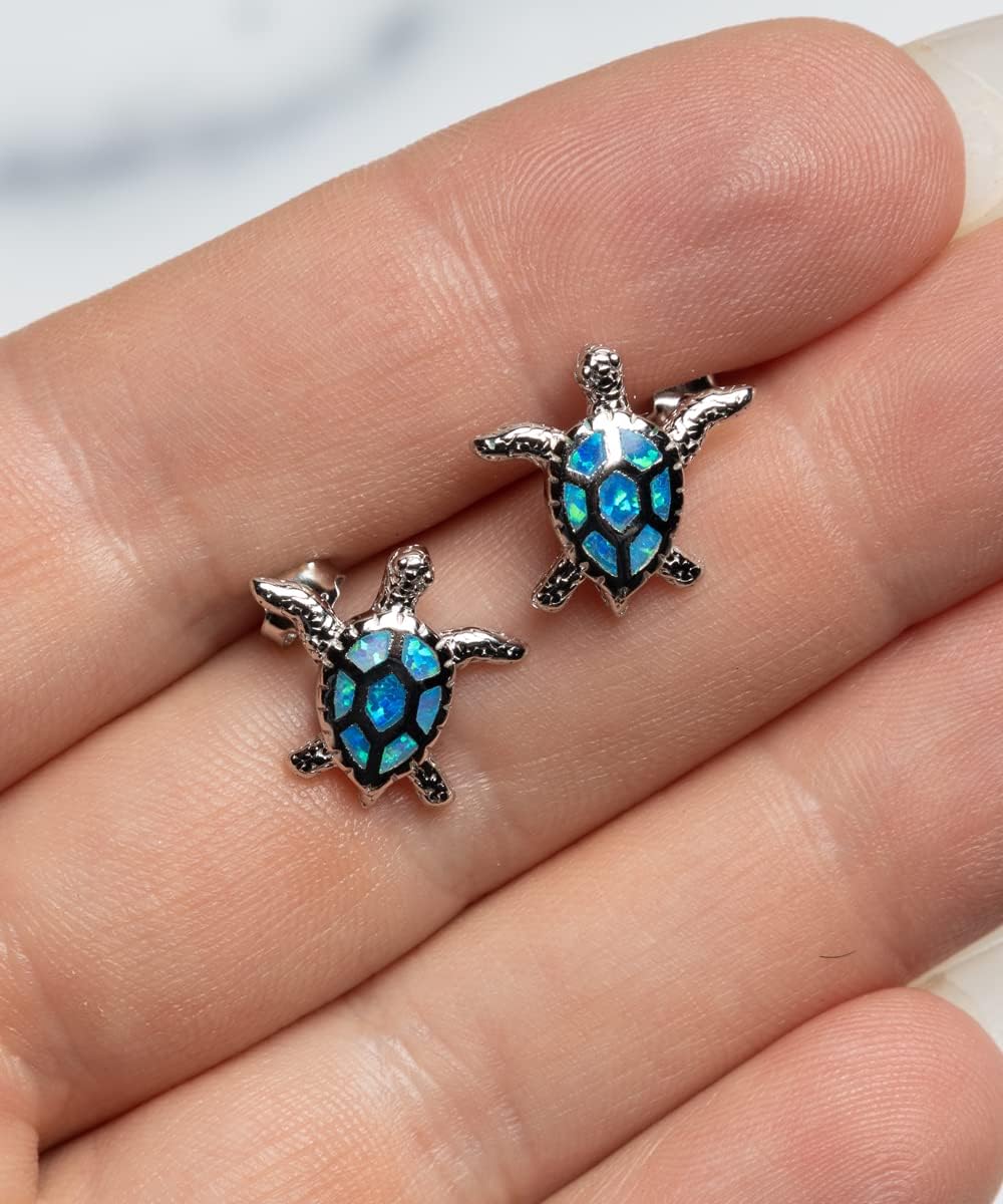 Opal Turtle Earrings Aunt Opal Turtle Earings Sterling Sliver Best Auntie Gift for Aunt from Niece