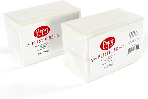 Pepy Arcilla de modelado de plastilina a base de aceite reutilizable y no seca, blanca, 4 libras, sin azufre y no tóxica, ideal para niños,