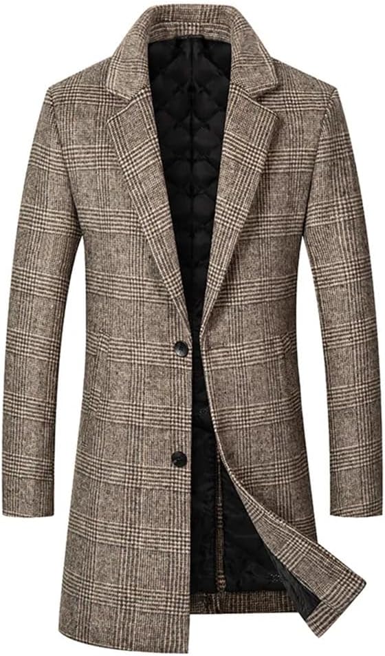 Dninmim Men Wool Blends Long Winter Jackets Trench Coats Winter Coats Business Casual Wool Trench