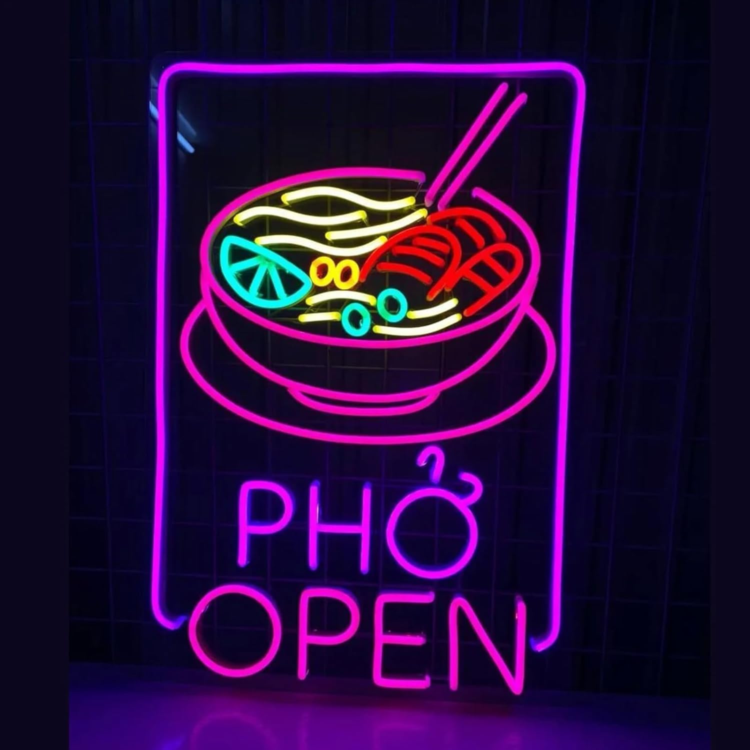 Phở Open Neon Led Lights Vietnamese Noodle Pho Neon Signs Business Wall Decor for Vietnamese Pho Restaurant Kitchen Size: 20inches