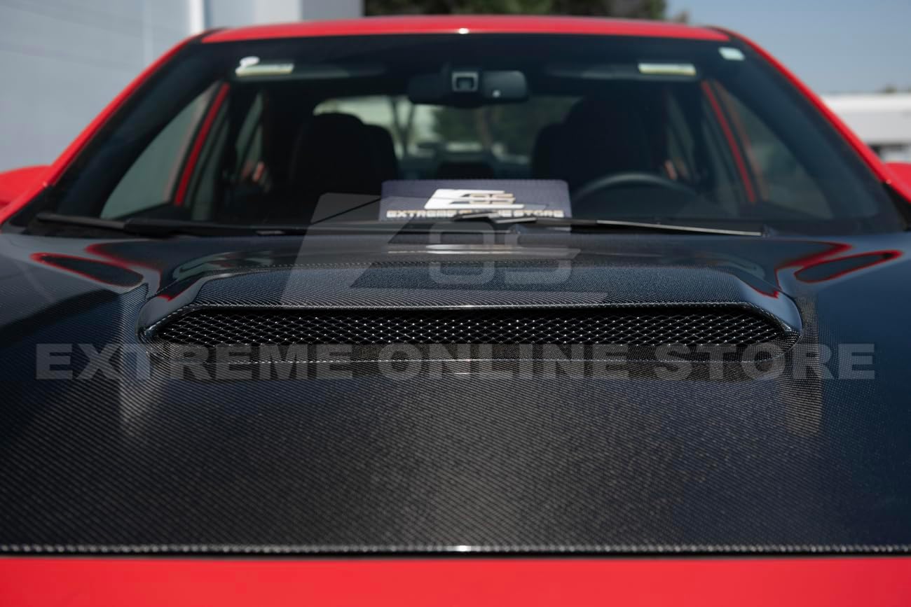 Replacement For 2022-Present Subaru WRX Models | JDM Factory Style Carbon Fiber Replacement Front Vented Scoop Extractor Bumper Hood Cover