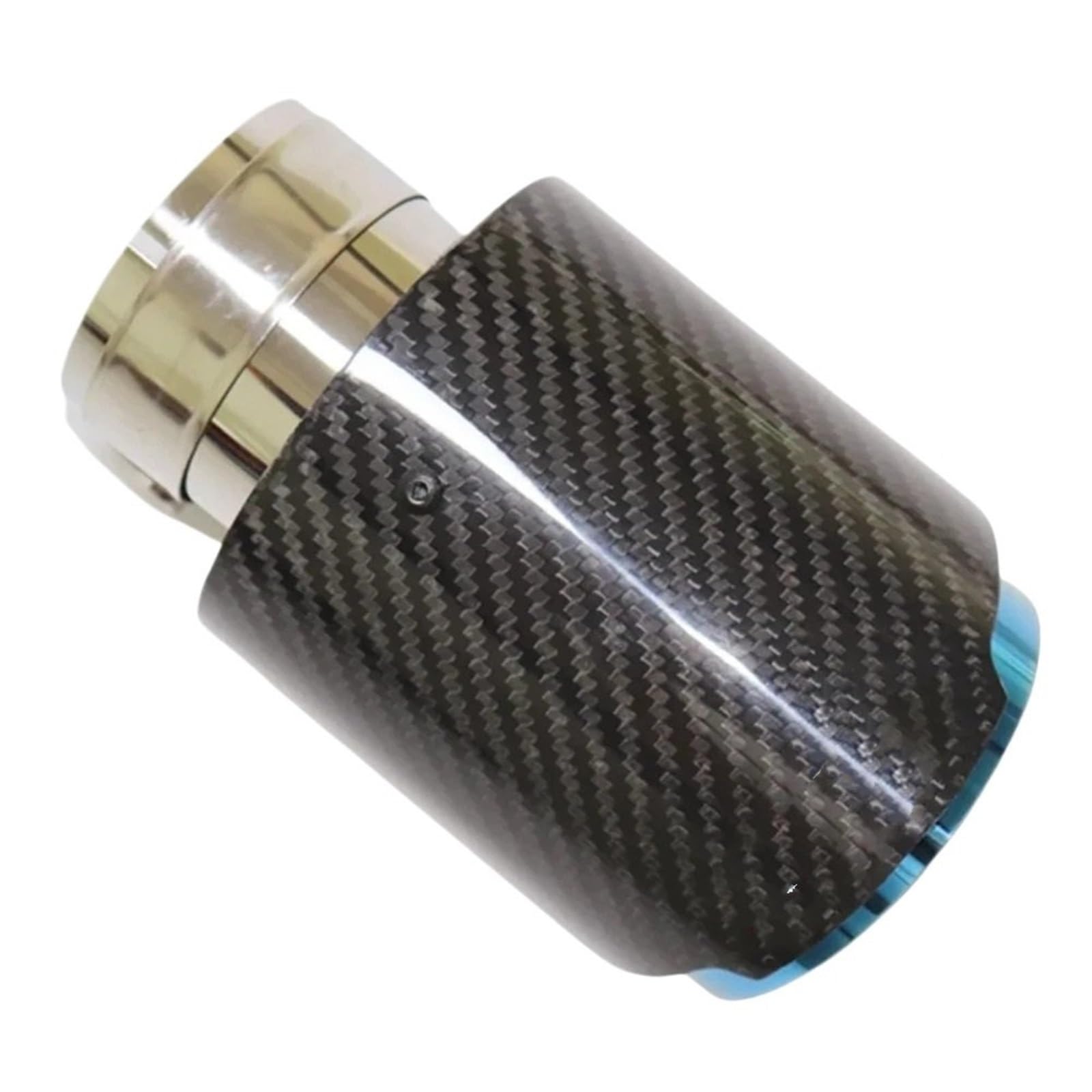 Car Silencer 1 szt. Uniwersalny samochód błyszcząca końcówka tłumika z włókna węglowego rura układu wydechowego tłumiki dysza prosta nierdzewna niebieska(54MM IN 114MM OUT)