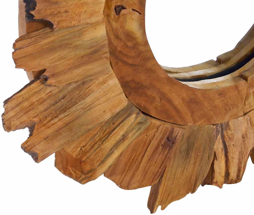 vidaXL Mirror Teak Teak Wood and Glass 15.7 in Diameter